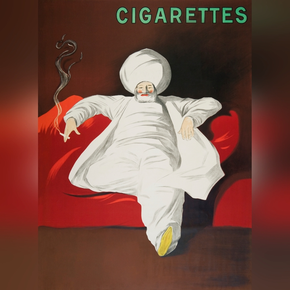 Vintage Cigarettes Poster with Red and White Design Art Print